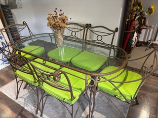 Mesa comedor hierro forjado y cristal