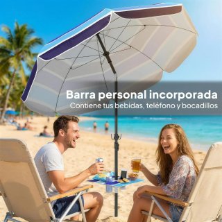 Sombrilla Playa con Mesa Plegable y Portavasos