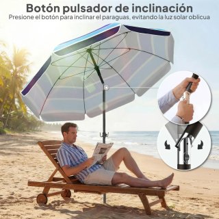 Sombrilla Playa con Mesa Plegable y Portavasos