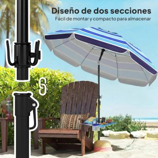 Sombrilla Playa con Mesa Plegable y Portavasos