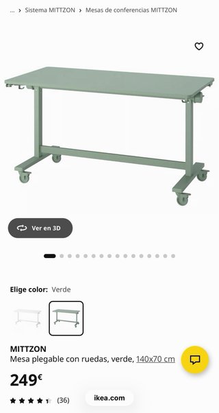 Mesa escritorio plegable MITTZON IKEA con ruedas