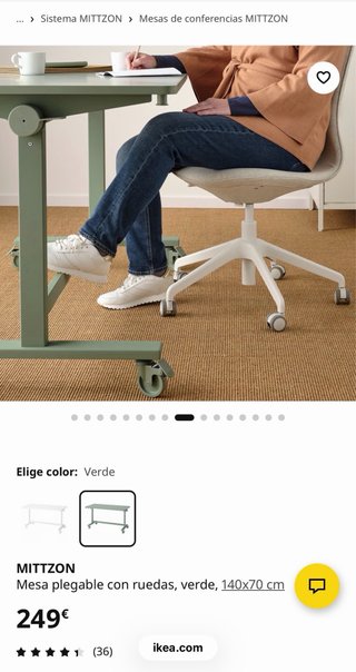 Mesa escritorio plegable MITTZON IKEA con ruedas