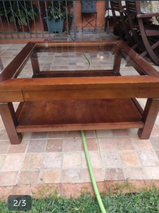 Mesa de centro madera y cristal