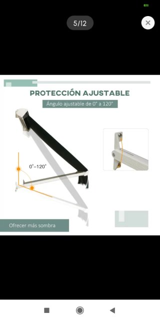 Toldo retráctil manual 180x70cm