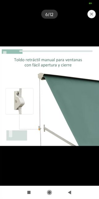 Toldo retráctil manual 180x70cm
