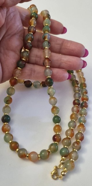Collar y pulsera ágatas naturales