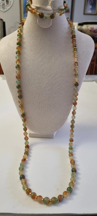 Collar y pulsera ágatas naturales