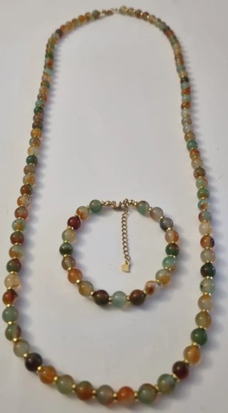 Collar y pulsera ágatas naturales
