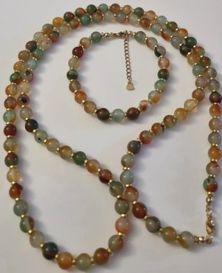 Collar y pulsera ágatas naturales