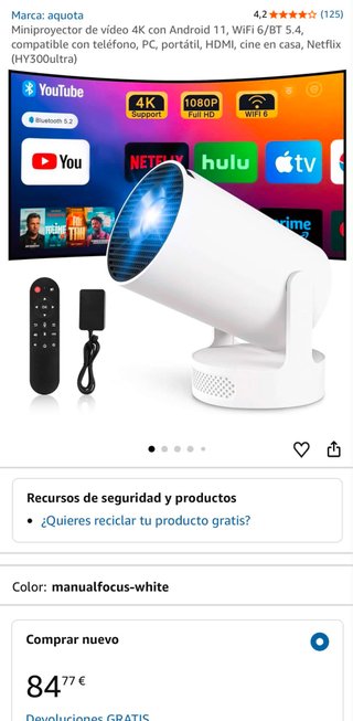 Mini proyector 4K Android 11 WiFi 6