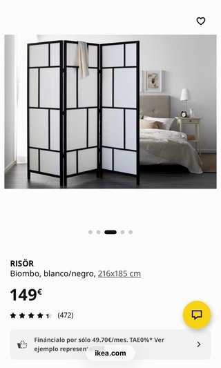 Biombo Ikea Blanco y Negro RISÖR