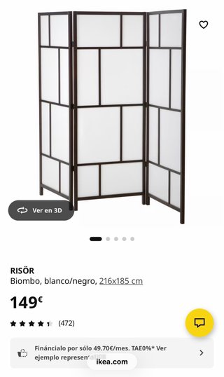 Biombo Ikea Blanco y Negro RISÖR