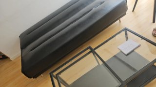 Sofá cama negro polipiel Largo 1.75 Ancho 0.55