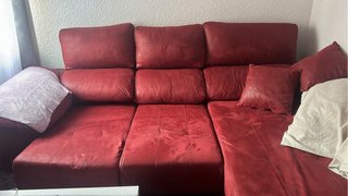Sofá modular de piel rojo