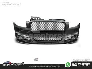 PARAGOLPES DELANTERO PARA AUDI A4 B7 LOOK RS4 NEGRO CON PDC Y SRA