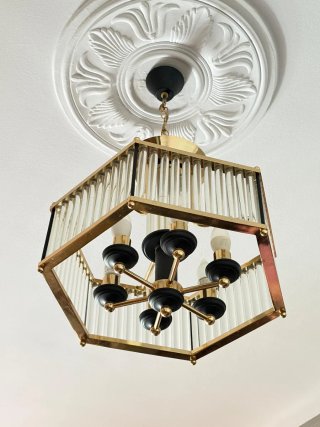 Lámpara Hexagonal Dorada Metacrilato