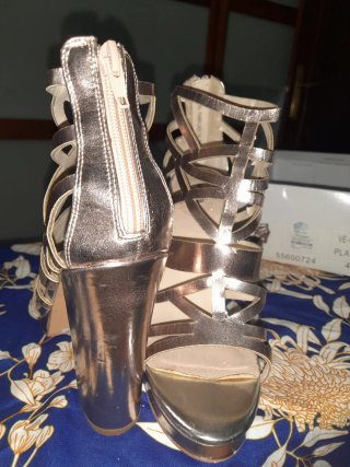 Sandalias Verano Talla 40 Doradas/Plateadas