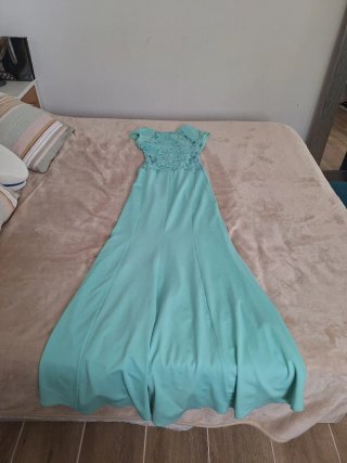 Vestido largo boda teal