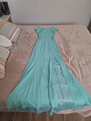 Vestido largo boda teal