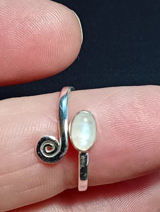 Anillo Plata Ley Ajustable Piedra Luna
