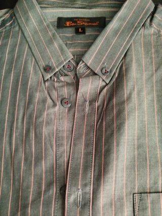 Camisa Ben Sherman Raya Gris Rojo Talla L