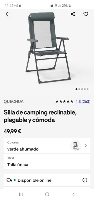 Silla de camping reclinable Quechua vendo dos sill
