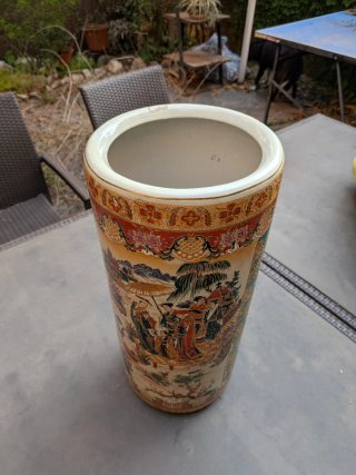 Paragüero/Jarrón Cerámico Oriental Vintage