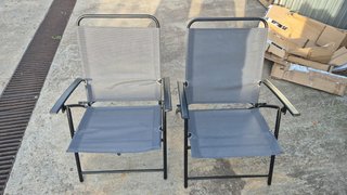 Set 2 Sillas Jardín Plegables Malla Gris Camping