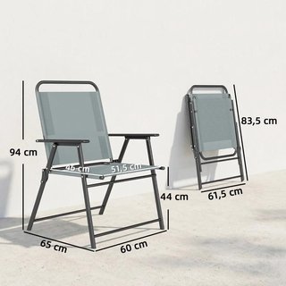 Set 2 Sillas Jardín Plegables Malla Gris Camping