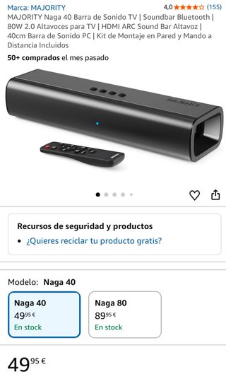 Majoriti naga 40 barra de sonido tv nuevo