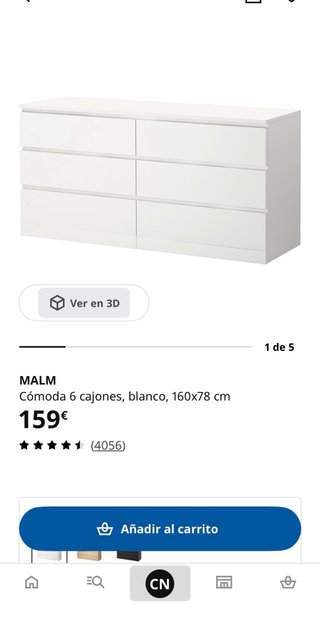 Cómoda IKEA MALM 6 cajones blanca