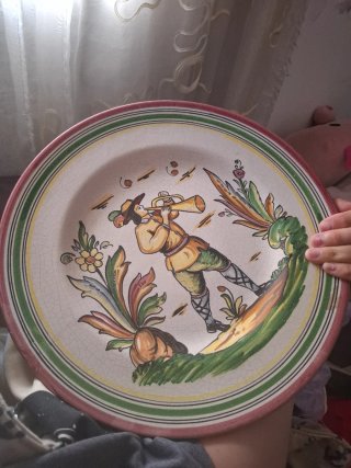 Plato Cerámica Pintado a Mano Grande