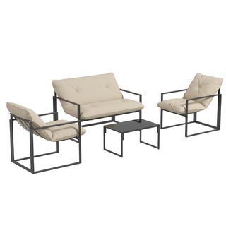 Set da Giardino 4 Pezzi con Divanetto, 2 Poltrone