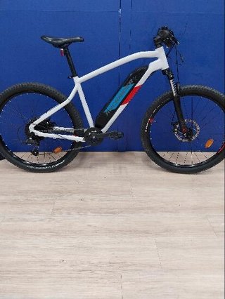 Bicicleta eléctrica MTB Rockrider E-ST 100 Blanco Rojo