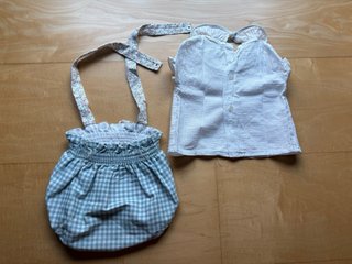 Ranita y blusa Micolino vichy verde - 1 mes
