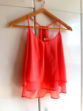 Top Bershka naranja/rojo Talla XS