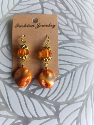 Pendientes Naranja de Cristal y Nácar