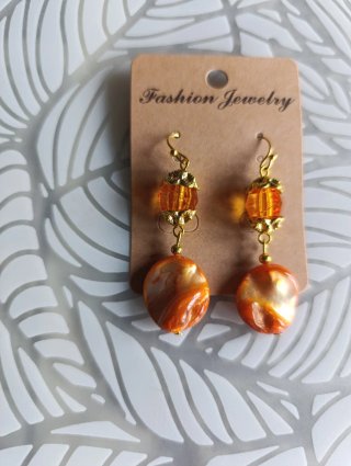 Pendientes Naranja de Cristal y Nácar