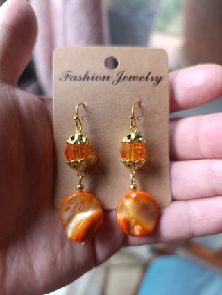 Pendientes Naranja de Cristal y Nácar