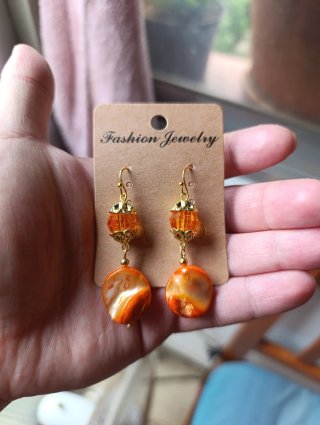 Pendientes Naranja de Cristal y Nácar