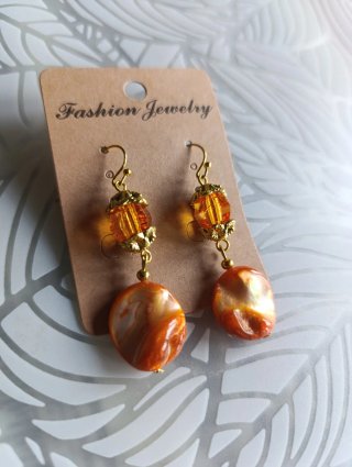 Pendientes Naranja de Cristal y Nácar