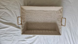 Cesta Zara Mimbre y Lino Beige
