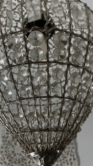 Lámpara colgante de cristal y metal