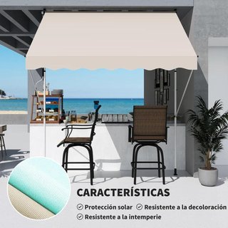 Toldo Retráctil 300x150 Ajustable Manivela Beige