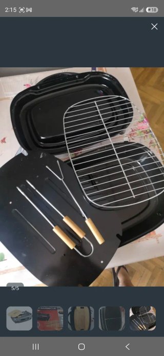 Barbacoa Portátil Gris con Tabla de Cortar