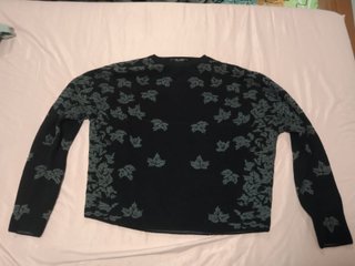 Suéter Zara Negro Patrón Hojas Gris