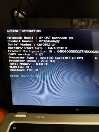 Notebook HP G62 i3