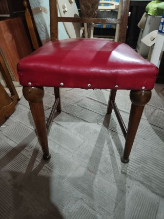 Juego de 6 Sillas de comedor antiguas madera,cuero