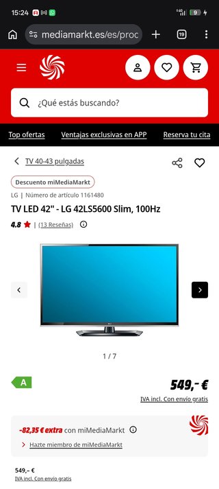 Televisor LG 42Ls5600 Slim LED Negro