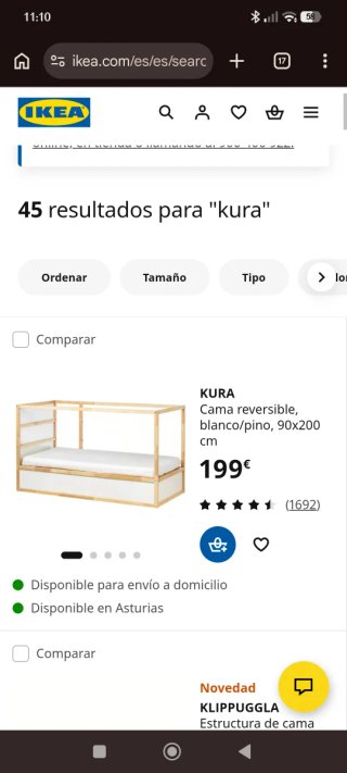 Cama Kura IKEA 90x200 cm